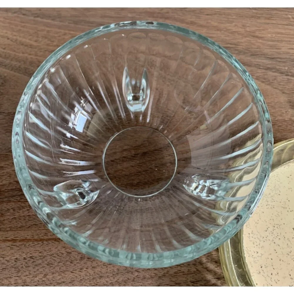Vintage Dresser Powder Glass Round Footed Jar with Lid
